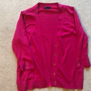 Hot Pink 3/4 Length Knit Cardigan